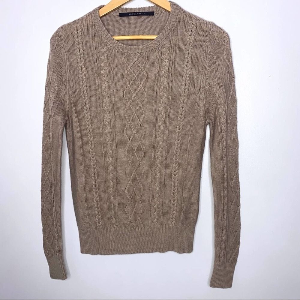 Yecca Vecca Taupe Cable Knit Sweater Size F Medium !